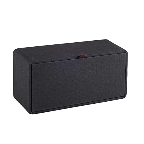 High-end Pu Leather Tissue Box Holder Two Color Combination-Linen and Wood Grain,Rounded Rectangle Napkin Paper Case Dispenser for Home Bathroom Dresser Offices Car Tissue Cover (Black) - color: Black Linen