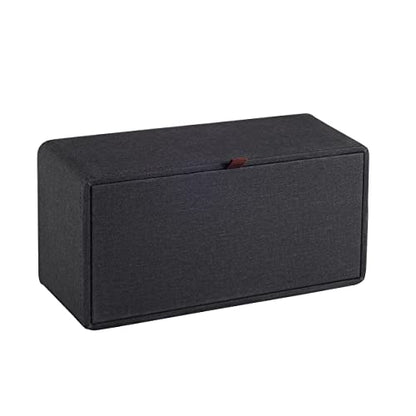 High-end Pu Leather Tissue Box Holder Two Color Combination-Linen and Wood Grain,Rounded Rectangle Napkin Paper Case Dispenser for Home Bathroom Dresser Offices Car Tissue Cover (Black) - color: Black Linen