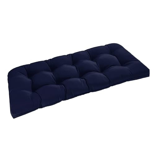 downluxe Outdoor Bench Cushion for Patio Furniture, Water Resistant Tufted Overstuffed Porch Swing Cushions, Thick Outdoor Loveseat Cushions, 48" X 18" X 5", Navy, Set of 1 - color: Navy, size: 48x18x5 Inch
