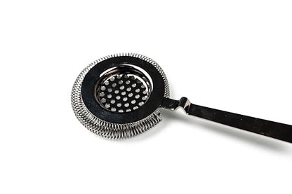 Antique Style Hawthorne Gunmetal Black | Bar Hand Strainer | Cocktail Strainer | Sieve for Bartending | Mixing Glass Strainer - color: Gunmetal Black