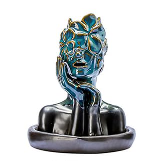 Flower Masked Half Face of Women in Hands Statue Backflow Incense Holder,Waterfall Incense Burner Holder for Sticks Cones Home Office Yoga AI034 - color: Women B