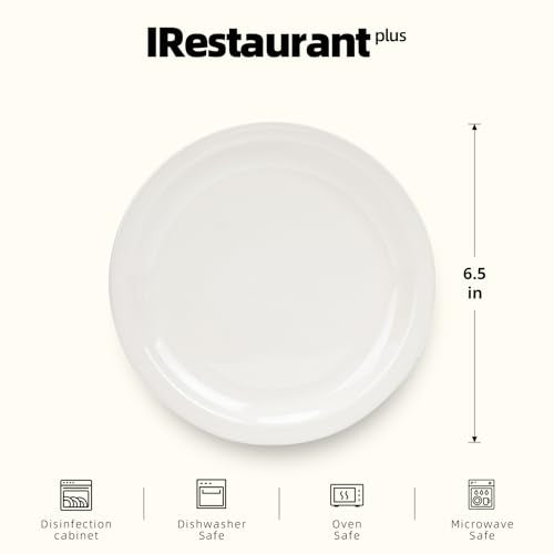Stoneware Narrow Rim Commercial Grade Dinnerware, America White, Plate 6.5", Case of 36 - color: America White, size: Plate 6.5"