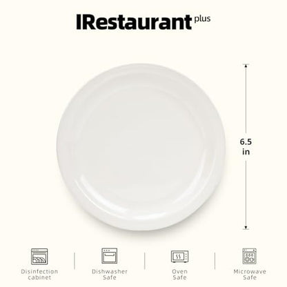 Stoneware Narrow Rim Commercial Grade Dinnerware, America White, Plate 6.5", Case of 36 - color: America White, size: Plate 6.5"