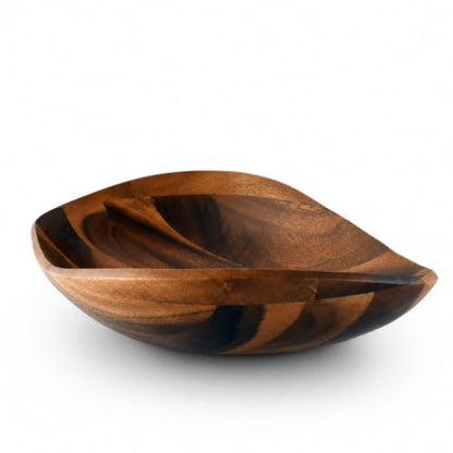 Arthur Court Wave Pattern Large Acacia Wood Salad Bowl - Modern Centerpiece for Fruits and Salads - 19 x 12 x 4 Inches - size: Wave