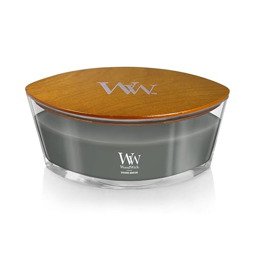 WoodWick Evening Bonfire Holiday Candle Gifts for Women and Men, 16 oz Ellipse Candle with Crackling Wick (Pack of 2) - color: Evening Bonfire, size: 16oz (Pack of 2)