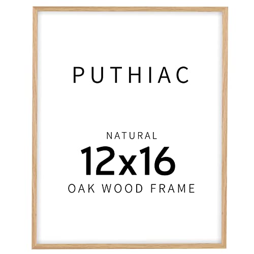 12x16 Solid Oak Wood Picture Frame, Natural Oak, 1 Pack | Minimalist oak frame; fits 8x12 with mat or 12x16 without; wall display for family photos, art prints, or gallery walls - color: Beige-1P, size: 12x16