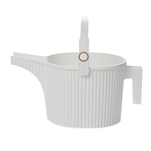 Hachiman Large Watering Can with Widened Spout | 5 L Plant Watering Can for Indoor and Outdoor Plants, Hands-Free Filling, 15" × 7.2", White - color: White, size: Large