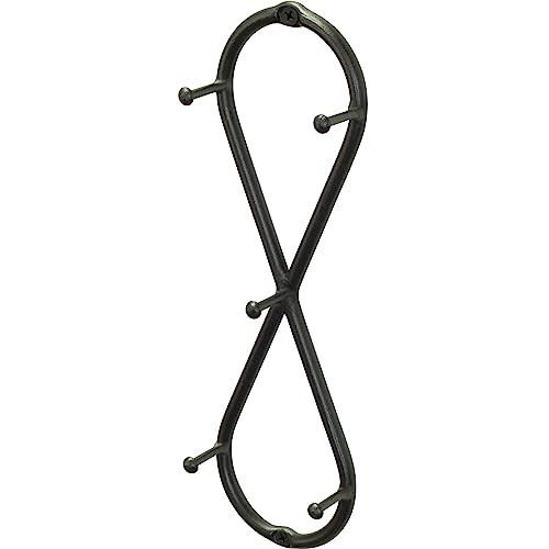 Farmhouse Small Key Holder for Wall, Wrought Iron Wall Mount Rack | Handcrafted Swirl Decorative, 5 Key Hooks for Home Entryway, Purse, Coat and Leash Holder or Organizer (Infinity Black) - style: Infinity