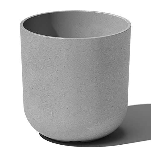 Veradek Mason Series Lima Planter - Large Round Outdoor Planter | Made From a Durable Plastic-Stone Composite With Pre-Drilled Drainage Holes. Modern Porch/Patio Décor - color: Gray, size: 10 inches