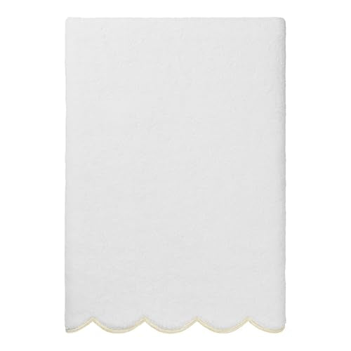 Grace Scallop Personalized Towel, Beige Custom Bathroom Towel, Monogrammed Towel in Soft Turkish Cotton for Elegant Bathroom Decor-Beige-Bath Towel - color: Beige, size: Bath Towel