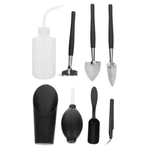 SEWACC 8pcs Gardening Tool Set for Transplanting and Indoor Planting, Mini Hand Tools Including Hoe, Spade, and Tweezers for Succulent and Bonsai Garden Care