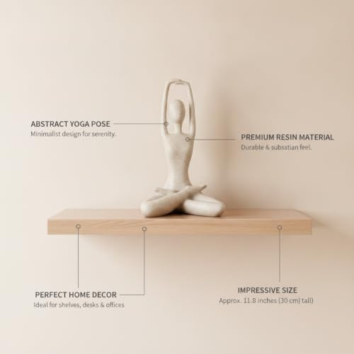 Modern Abstract Resin Human Figure Sculpture, Beige Minimalist Art Statue for Home Office Desk Shelf Decor - size: 8.27 x 3.74 x 11.81 in