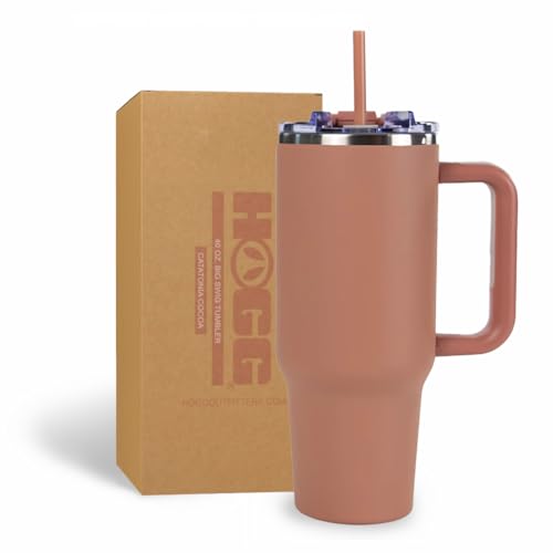 Hogg Big Swig 40oz Tumbler with Handle and Straw - Catatonia Cocoa, 40 oz Tumbler, Insulated Cup with Handle, 40oz Water Bottle with Straw, Thermal Cups, Leak Proof Lid, Travel Mugs, Stainless Steel - color: Catatonia Cocoa