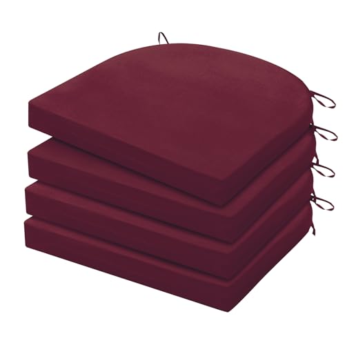 HARBOREST Outdoor Chair Cushions Set of 4, Water Resistant Patio Chair Cushions with Ties, Outdoor Seat Cushions for Patio Furniture, 17"x16"x2", Burgundy - color: Burgundy, size: 17"x16"x2" (4 Pack)