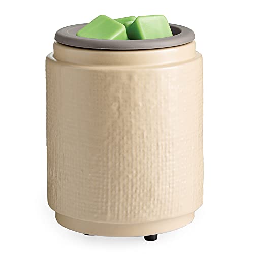 CANDLE WARMERS ETC. Wax Melt Fragrance Warmer for Scented Wax Melts, Cubes, Tarts with Silicone Dish Top|Natural Linen Cream Ceramic - style: Natural Linen