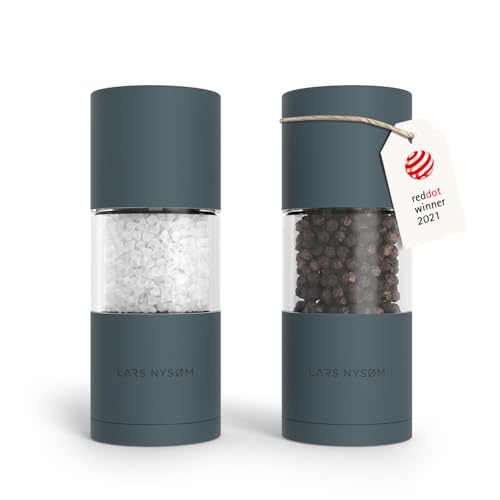 LARS NYSØM Salt and Pepper Grinder Set, Manual Salt and Pepper Mills with Adjustable Ceramic Grinder, Design Spice Shaker Set (Stone Blue) - color: Stone Blue