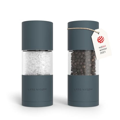 LARS NYSØM Salt and Pepper Grinder Set, Manual Salt and Pepper Mills with Adjustable Ceramic Grinder, Design Spice Shaker Set (Stone Blue) - color: Stone Blue
