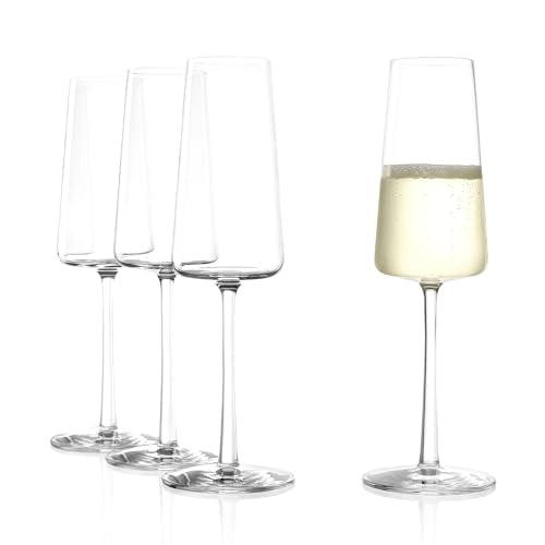 Stölzle Lausitz Champagne Glasses Power 4-Piece Set 8 oz – Elegant Flutes Ideal for Prosecco & Sparkling Wine – Crystal Champagne Glasses – Dishwasher- & Shockproof - size: 4 Pieces (1 Pack)