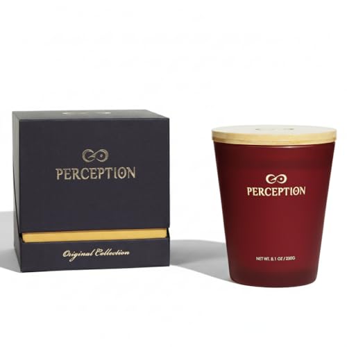PERCEPTION AROMAS Luxury Scented Candle | Amber Grapefruit | Hand Poured Soy Wax Candle with Gift Box | Elegant Fragrances | 50 Hour Burn Time (8.1 oz) - color: Amber Grapefruit