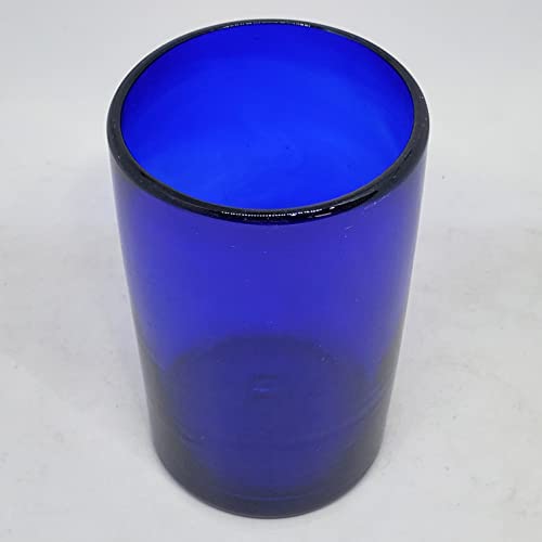Solid Cobalt Blue 14 oz Drinking Glasses (set of 6), Recycled Glass, Lead-free, Toxin-Free (14oz Drinking) - color: Cobalt Blue, size: 14 oz