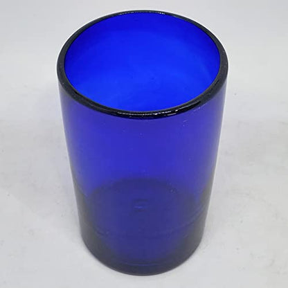 Solid Cobalt Blue 14 oz Drinking Glasses (set of 6), Recycled Glass, Lead-free, Toxin-Free (14oz Drinking) - color: Cobalt Blue, size: 14 oz