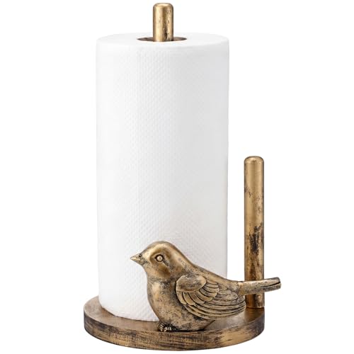 Bird Paper Towel Holder Resin Vintage Bird Kitchen Decor Countertop Toilet Paper Towel Stand 12.5 Inch Antique Gold Decorative Funny Animal Gifts for Bathroom, Kitchen, Farmhouse, Home Decor - style: Bird