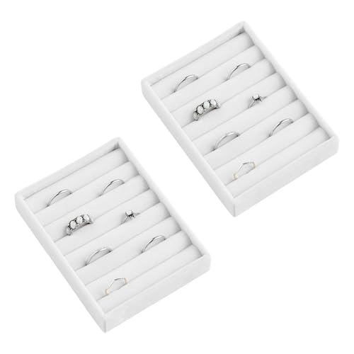 Small Jewelry Trays for Drawer,2 Pack 7 Slots Ring Organizer | Jewelry Box Inserts,Drawer Inserts,Vanity Drawer Organizer,Mini Size,Compact Ring Holder,Stackable Ring Tray - color: White, size: 7 Slots Set 2