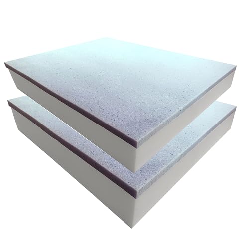 Foamma 2" x 24" x 24" 2-Pack Gel Memory Foam with High-Density Base, Cooling Pressure Relief, Cushion Filler for Couches and Chairs, Memory Foam Pad for Furniture Stuffing - color: Gel Memory Foam, size: 2" x 24" x 24", style: 2 Pack