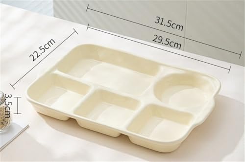 Large Divided Porcelain Sectional Plates,2pcs Portion Control Plates, Divided Snack Serving Tray, Food Containers, Appetizer & Lunch Plates,Lightweight Picnic Plate for Adult Kids (Yellow) - color: Yellow