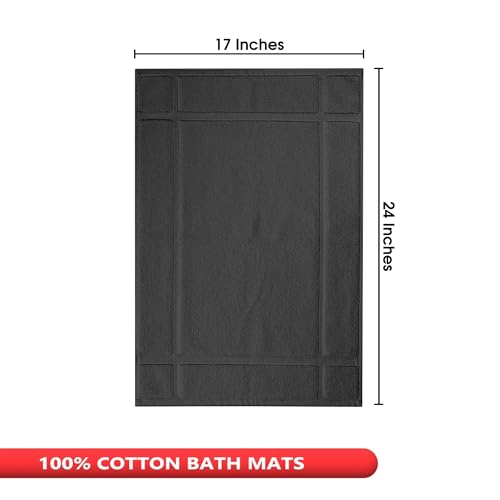 100% Cotton Bath Mat 24x17 Inches, 1350 GSM Thick Plush, Soft Absorbent, Oeko-Tex Certified, Durable Construction – Grey - color: Grey