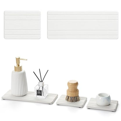 3 Pack Stone Drying Tray, Water Absorbing Stone Sink Mat for Kitchen & Bathroom Counter, Diatomite Soap Dish Vanity Caddy, Sponge Holder Organizer, White - 2pcs of 4.5"x 3.5" and 1pc of 9"x 3.5" - color: 3 Pcs - White - 1pc of 9"x 3.5" and 2pcs of 4.5"x 3