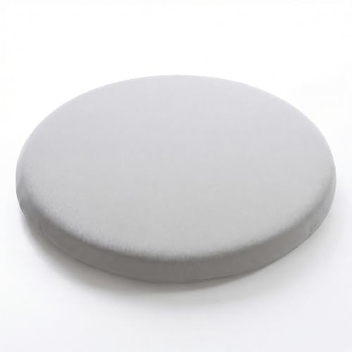 Round Chair Cushion, Memory Foam Filling, Knitted Cotton Cover, Removable Zipper Design, Light Gray, Pink, Coffee, Green (Light Grey, 12 Inch) - color: Light Grey, size: 12 Inch