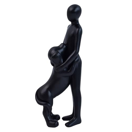 Dog Sculpture Home Decor - Cute Man and Dog Statue Decoration Modern Home Decoration Figurine for Living Room Office Shelf Desk Coffee Table Decor-Black-Embrace - color: Black, size: 2.55*1.77*6.69 in