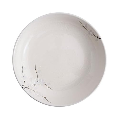 8 Inch Ceramic Pasta Bowls Salad Bowls Large Ceramic Serving Bowls for Soup, Dessert, Shallow Bowls Plates for Dinner (4Pack, White Sakura) - color: White Sakura