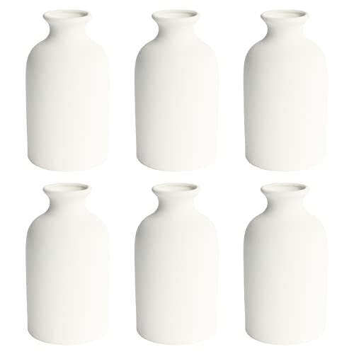 YANLING 6 Pack White Vase Small Ceramic Vases for Decor, Bud Vases | for Centerpieces White Vases for Flowers Boho Home Decor, Pampas Grass Dried Flowers Vases - color: White-a, size: 6 Pack-Small
