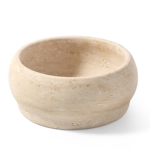 karibiber Travertine Decorative Bowl, 4.7" Small Natural Stone Candy Bowl for Coffee Table Decor,Fruit Bowl for Kitchen Counter,Versatile Catchall Key Entryway Table Centerpiece - color: TRAVERTINE