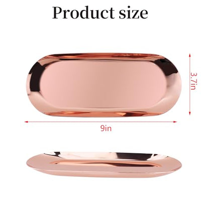 Dnyta Stainless Steel Decorative Tray, Decor Jewelry Dish Home Decor Trays | Bathroom Decor Makeup Serving Trays for Dresser, 9 x 3.7in Trays for Keys Watch Wallet Trinket Cosmetics (Oval, Rose Gold) - style: Oval rose gold style (1pcs)