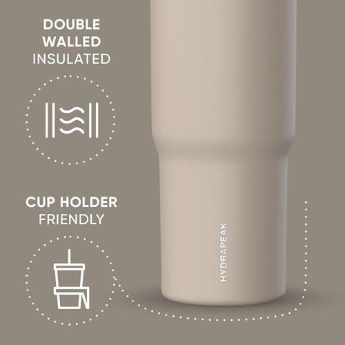 Hydrapeak Nomad 32oz Stainless Steel Insulated Travel Tumbler with Handle & Straw Lid, Leakproof, Cupholder Friendly, Back to School, College Dorm, Gym & Everyday Hydration, Cold 24 Hours (ST-Latte) - color: ST-Latte