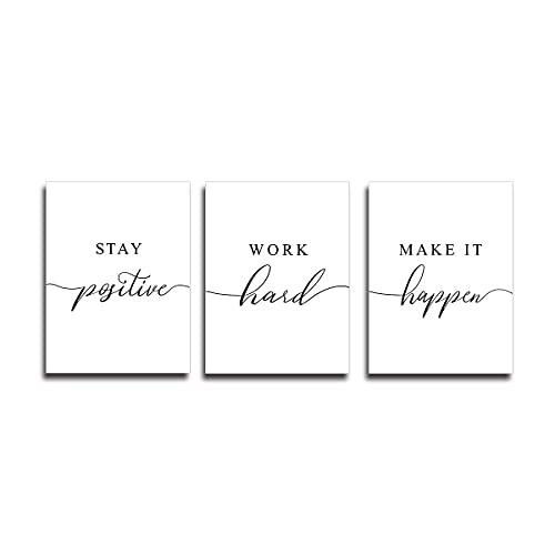 Framed Canvas Wall Art Positive Quote, Office Art, White Large Poster, Motivational Artwork Set of 3 Prints, Inspirational Poster Prints (G-3pcs,12x16inchx3pcs) - color: G-3pcs, size: 12x16inchx3pcs