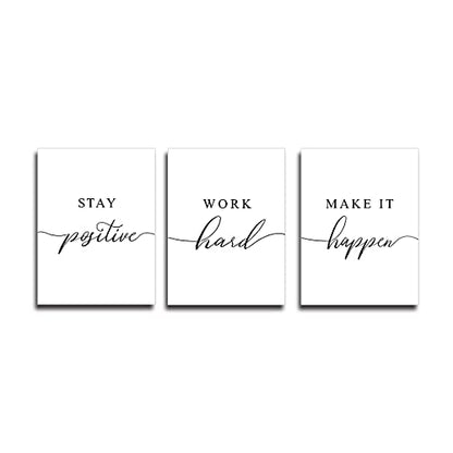 Framed Canvas Wall Art Positive Quote, Office Art, White Large Poster, Motivational Artwork Set of 3 Prints, Inspirational Poster Prints (G-3pcs,12x16inchx3pcs) - color: G-3pcs, size: 12x16inchx3pcs