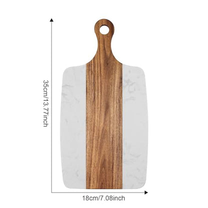 Marble charcuterie board: Acacia wood marble chopping board - suitable for kitchen, great gift for friends (white) - color: White