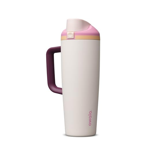 Owala FreeSip Tumbler Insulated Stainless Steel Water Bottle with Built-in Straw and Side Handle, For Travel, Work, School, and Sports, 30oz, BPA Free, Leak Proof, Daybreak - color: Daybreak, size: 30 Ounces
