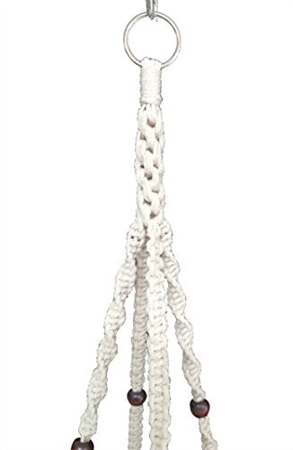 1 PCS Macrame Plant Hanger & Holder, Hanging Planter 4 Legs Double Deck for 8 inch to 10 inch Two Pots Indoor Outdoor Hanging Planter Hemp Rope 67 Inch with Metal Ring (Cotton) - color: Beige