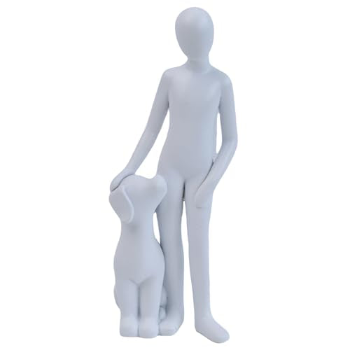 Dog Sculpture Home Decor - Cute Man and Dog Statue Decoration Modern Home Decoration Figurine for Living Room Office Shelf Desk Coffee Table Decor-White-Standing - color: White, size: 2.16*1.57*6.49 in