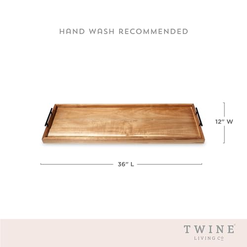 Twine Modern Manor Longboard Cheese Platter with Handles, Rectangular Cheese Board and Home Decor Tray, Dining Table Accessories Acacia Wood Set of 1 - style: Modern Manor Longboard