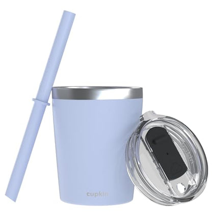 CUPKIN Stackable Stainless Steel Kids Cup Smoothie Tumbler, Powder Coated Insulated Tumblers, BPA Free Lid and Silicone Straw 8 Fl Oz (Pack of 1), Gray - color: Gray, size: 8 Fl Oz (Pack of 1)