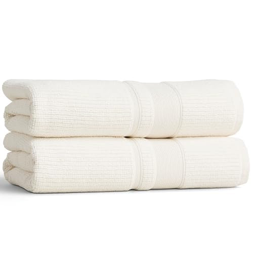 Douro Bath Towels 2 Pack, 54.25 x 26.5 in, Alabaster | 100% Cotton Bath Towels Set, Large Soft Absorbent Spa Towels, Made in Portugal, Quick-dry Towel, 550g GSM - color: Alabaster, size: Bath Towels (54.25in x 26.5in)