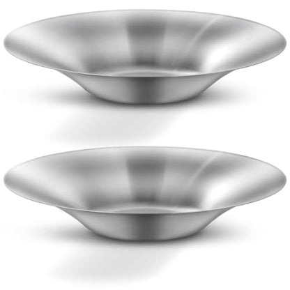 WAGENSTEIGER A Set of 2 Stainless Steel Dinner Plates, Salad Bowls, Spaghetti Serving Platters, Buffet Party Pans, Catering Trays, Classic Brushed Finish, Great for Both Hot & Cold Dishes (2)