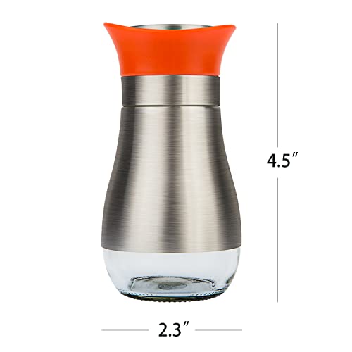 Salt Pepper Seasoning Glass Shaker with Stainless Steel Cover 2 pcs Pack Set (Orange) - color: Orange