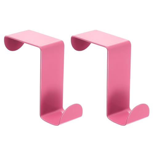 uxcell Over The Door Hooks,2pcs - Stainless Steel Door Hangers Hooks, S-Shaped Double Hooks for Hanging Clothes, Hats, Towels (Pink) - color: Pink